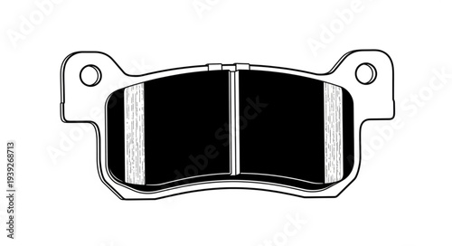 Close-up view of a new brake pad for automotive vehicles.