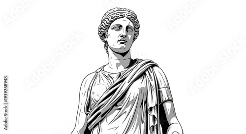 Ancient Roman statue of a woman in classical attire, detailed artwork.