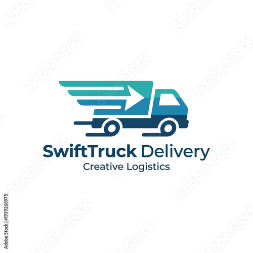 This modern logo incorporates a truck with dynamic speed lines, reflecting the essence of fast logistics and efficient delivery services, emphasizing reliability and professionalism.