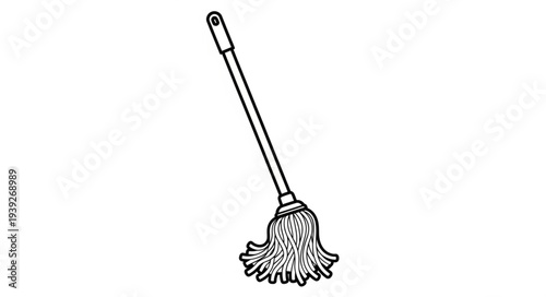 Detailed illustration of a mop, perfect for cleaning floors and surfaces effectively.