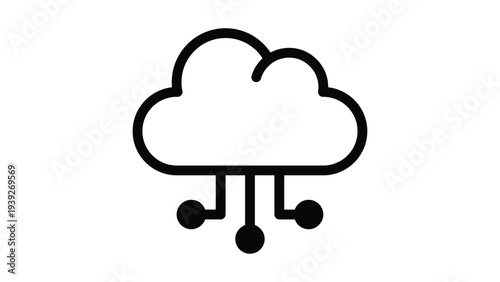 A stylized icon representing cloud computing and network connectivity with nodes