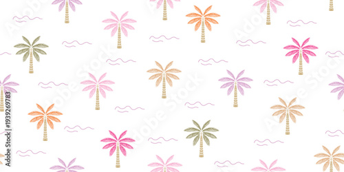 Palm pattern. motif palm design. Tropical botanical Seamless pattern. Hawaiian shirt summer design. Palm on White patterns. Hawaii shirt, coconut design. Beautiful pink sweet tone. cute coconut.