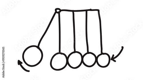 Newton's cradle demonstrating principles of momentum and energy conservation