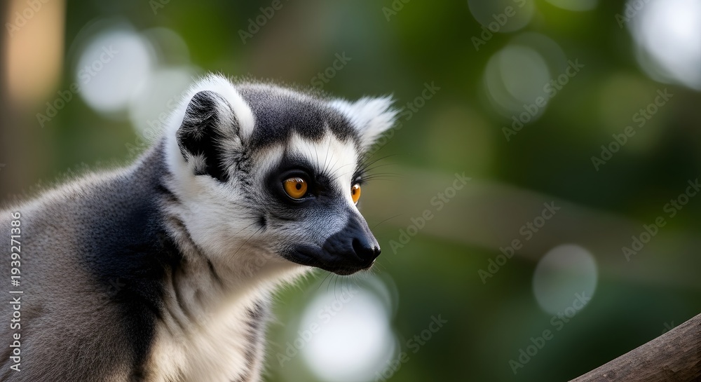 Naklejka premium Ring tailed lemur portrait in natural habitat