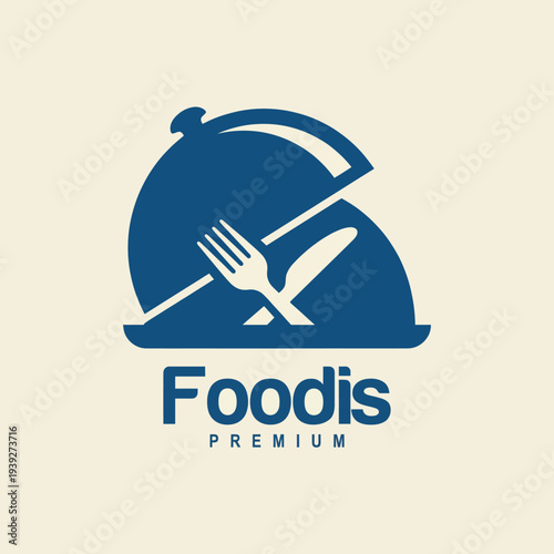A minimalist logo design for Foodis Premium, featuring sophisticated culinary elements, symbolizing high-quality dining experiences and gourmet offerings.