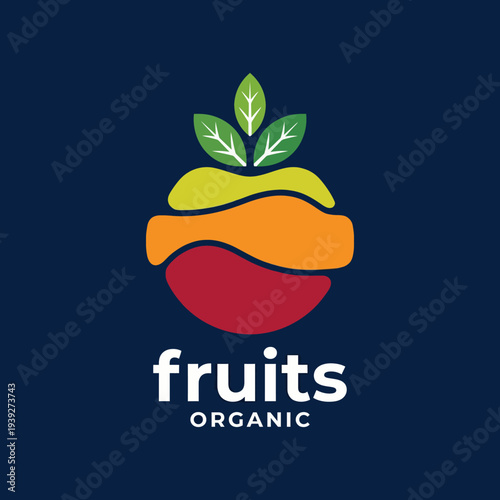 A striking logo showcasing layered organic fruits, representing health, nature, and freshness, appealing to eco-conscious consumers and food enthusiasts alike.
