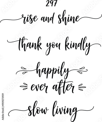 Elegant calligraphy phrases on a white background with a number 297