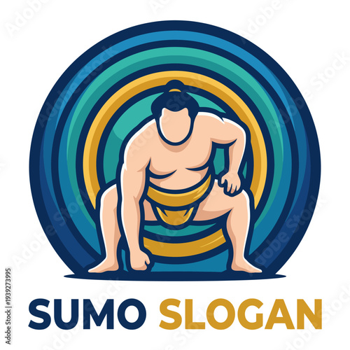 A stylized sumo wrestler positioned powerfully, symbolizing strength and discipline in this dynamic representation perfect for sports-related projects.