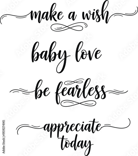 Inspirational quotes written in elegant cursive script on a white background