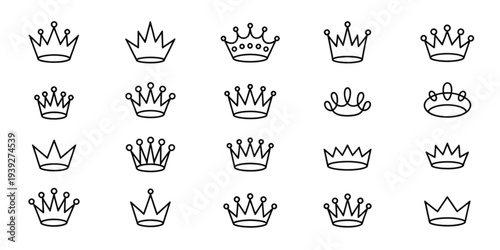 A collection of various crowns and tiaras with different designs and embellishments Vector