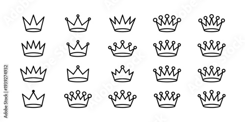 A collection of various crowns and tiaras showcasing different designs and styles Vector