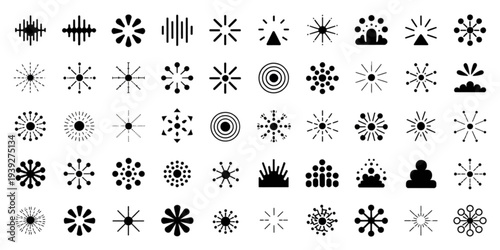 A collection of various geometric patterns and shapes arranged in a grid format Vector
