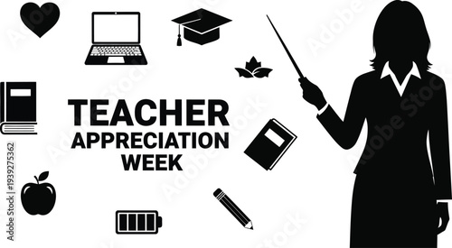 Teacher appreciation week celebration with educational icons