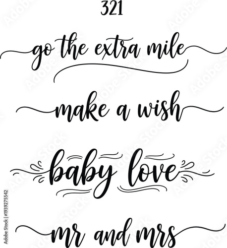 Elegant wedding phrases with decorative swirls for special occasions