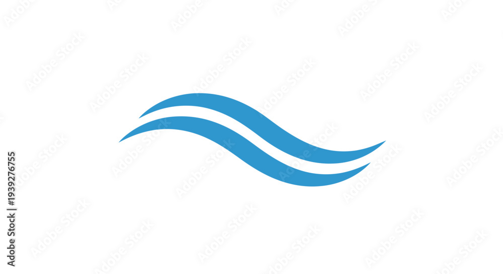 Fototapeta premium Abstract Blue Waves Symbol on White Background