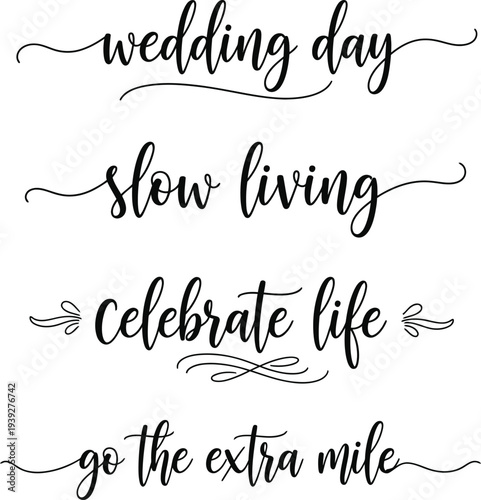 Elegant calligraphy phrases on a white background for various occasions and inspirations