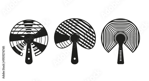 Abstract Circular Fan Shapes with Geometric Patterns