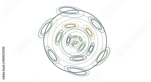 Abstract Circular Pattern with Swirling Lines and Ellipses
