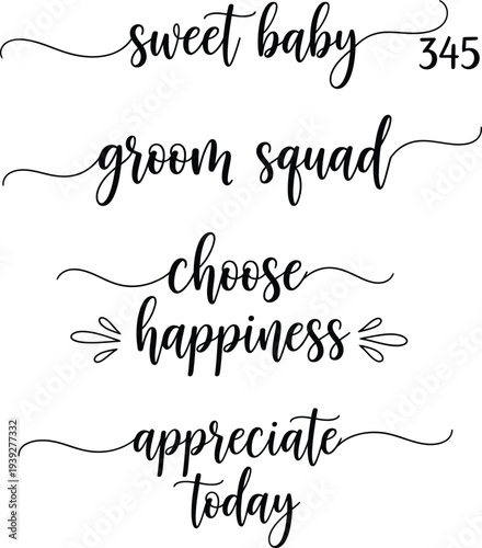 Five inspirational phrases written in a cursive font on a white background