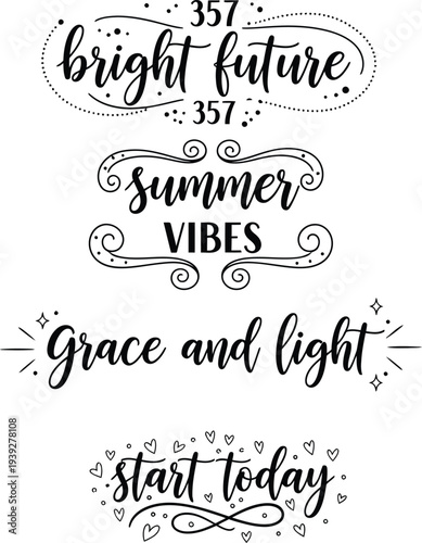 Aesthetic handwritten quote posters with floral and swirl designs for inspiration