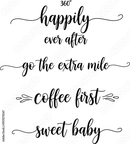 Collection of decorative phrases showcasing various sentiments and motivations