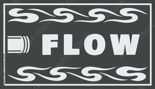 Flow Wave Border Label Illustration