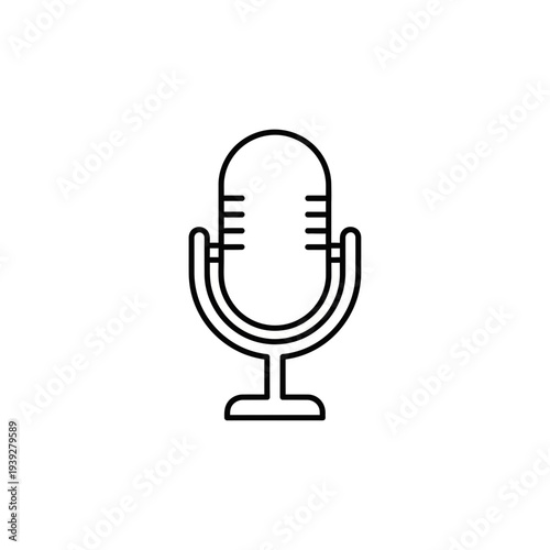 Podcast microphone icon in thin line style for audio recording and broadcasting