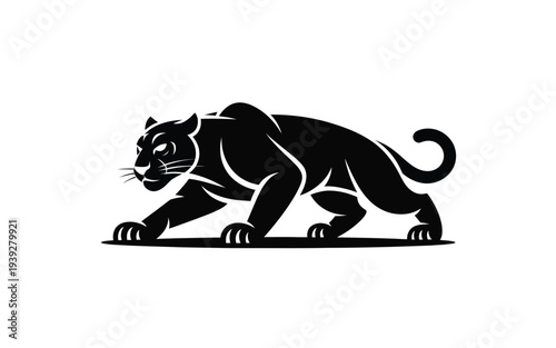 Black panther walking on flat surface silhouette animal