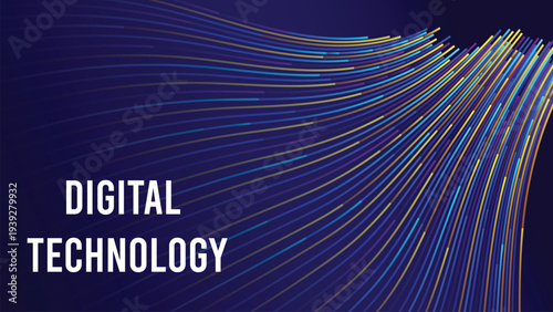 Abstract Digital Technology Background with Colorful Data Lines Vector