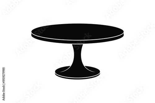 Black round table with single pedestal base