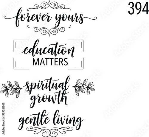 Elegant calligraphy showcasing personal growth and lifestyle themes with numerical identifier