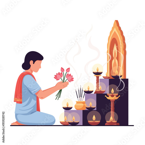 Woman Puja Offering