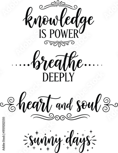 Inspirational quotes on a white background with decorative elements