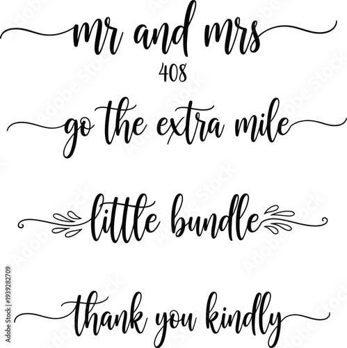 Elegant calligraphy phrases on a white background for various occasions