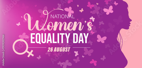 Women's equality day celebration horizontal banner, web, empowerment concept , 26 august, female power, template, creative vector illustration