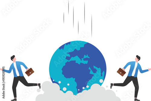 Business Team Running from Global Market Crash