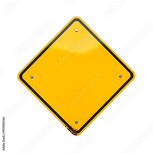 Bright yellow diamond-shaped warning sign on a plain white background