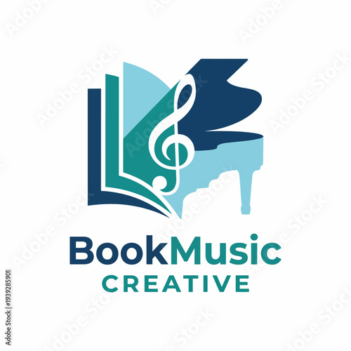 The logo captures the fusion of music and literature with elements of a piano and an open book, representing creativity and artistic expression beautifully.
