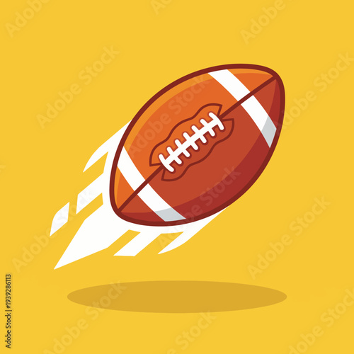 This vibrant image showcases a football in motion against a bright yellow background, conveying energy and excitement, perfect for sports-related themes and promotions.