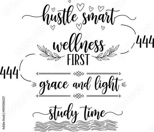 Inspirational quotes and motivational phrases in elegant calligraphy style