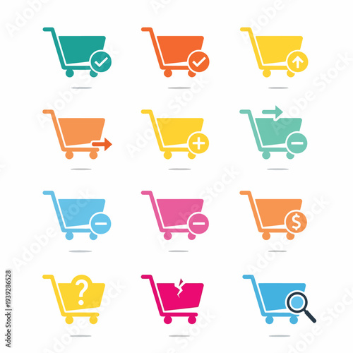 Colorful Shopping Cart Icons