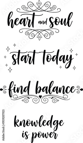 Inspirational quotes with elegant typography and decorative elements