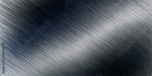 A polished silver stainless steel plate features a dark brushed metal texture with a shiny metallic pattern, creating a sleek gray aluminum surface design for a modern backdrop wallpaper