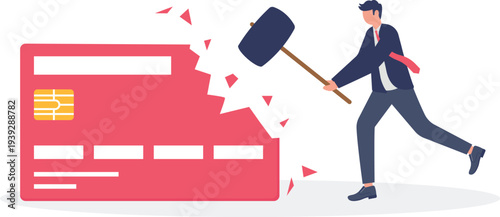 Businessman Breaking Credit Card for Freedom