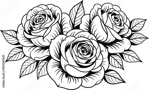 Hand drawn rose flower wreath and floral bouquet vector collection for wedding invitations coloring pages decorative frames and botanical designs,