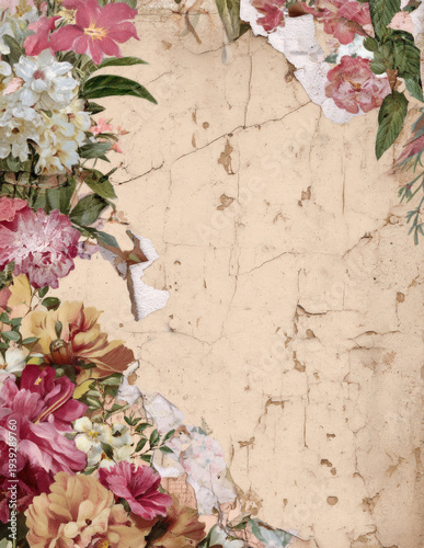 Antique floral map paper texture