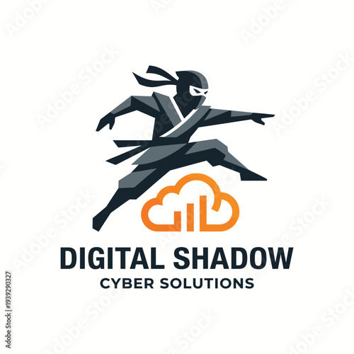 An engaging logo depicting a ninja theme with a cloud design, representing agility and stealth in digital security solutions and appealing to tech-savvy clients.