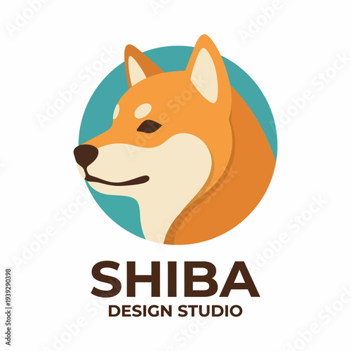 This image showcases a vibrant logo of a Shiba Inu dog, emphasizing playfulness, loyalty, and charm, perfect for branding or design studio representation.