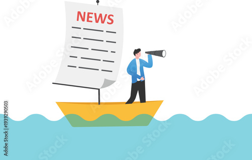Breaking News Boat Sailing on Waves