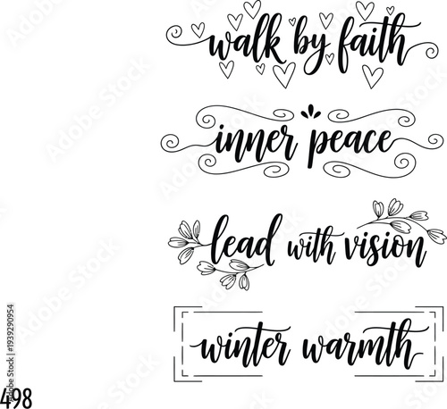 Inspirational quotes and winter warmth design with elegant typography and floral accents